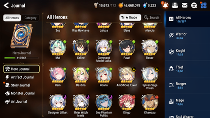 [GLOBAL] Epic 7 Seven 5ML Sea Phantom Politis Lilibet Iseria Vivian Angel Angelica Swift Flagbearer Sigret+ 41ML pulls + 20 Speed Starter Account-Mobile Games Starter
