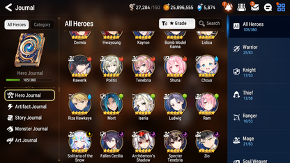 [GLOBAL] Epic 7 Seven 5ML Solitaria of Snow Zio Fallen Cecilia + ML pulls + 20 Speed + Name Starter Account-Mobile Games Starter