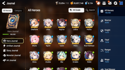 [GLOBAL] Epic 7 Seven 5ML Straze Remnant Violet Top Model Luluca Sylvan Little Queen Charlotte + ML pulls + 20 Speed + Name Starter Account-Mobile Games Starter