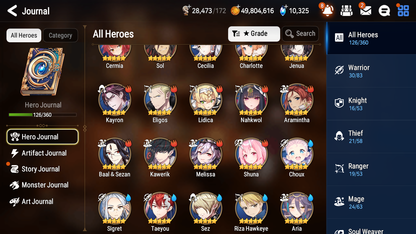 [GLOBAL] Epic 7 Seven 5ML Witch of the Mere Tenebria Abyssal Yufine Lionheart Cermia Flan Ray + 51ML pulls + 20 Speed Starter Account-Mobile Games Starter