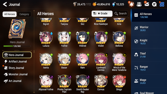 [GLOBAL] Epic 7 Seven 5ML Witch of the Mere Tenebria Abyssal Yufine Lionheart Cermia Flan Ray + 51ML pulls + 20 Speed Starter Account-Mobile Games Starter