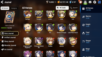 [GLOBAL] Epic 7 Seven 5ML Witch of the Mere Tenebria New Moon Luna Arbiter Vildred Kise Sigret Angel + ML pulls + Name Starter Account-Mobile Games Starter