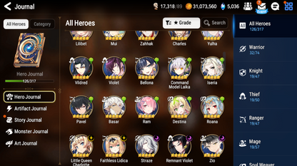 [Global] Epic 7 Seven 5ML Zio Straze Remnant Violet Little Queen Charlotte Faithless Lidica + ML pulls Starter Account-Mobile Games Starter