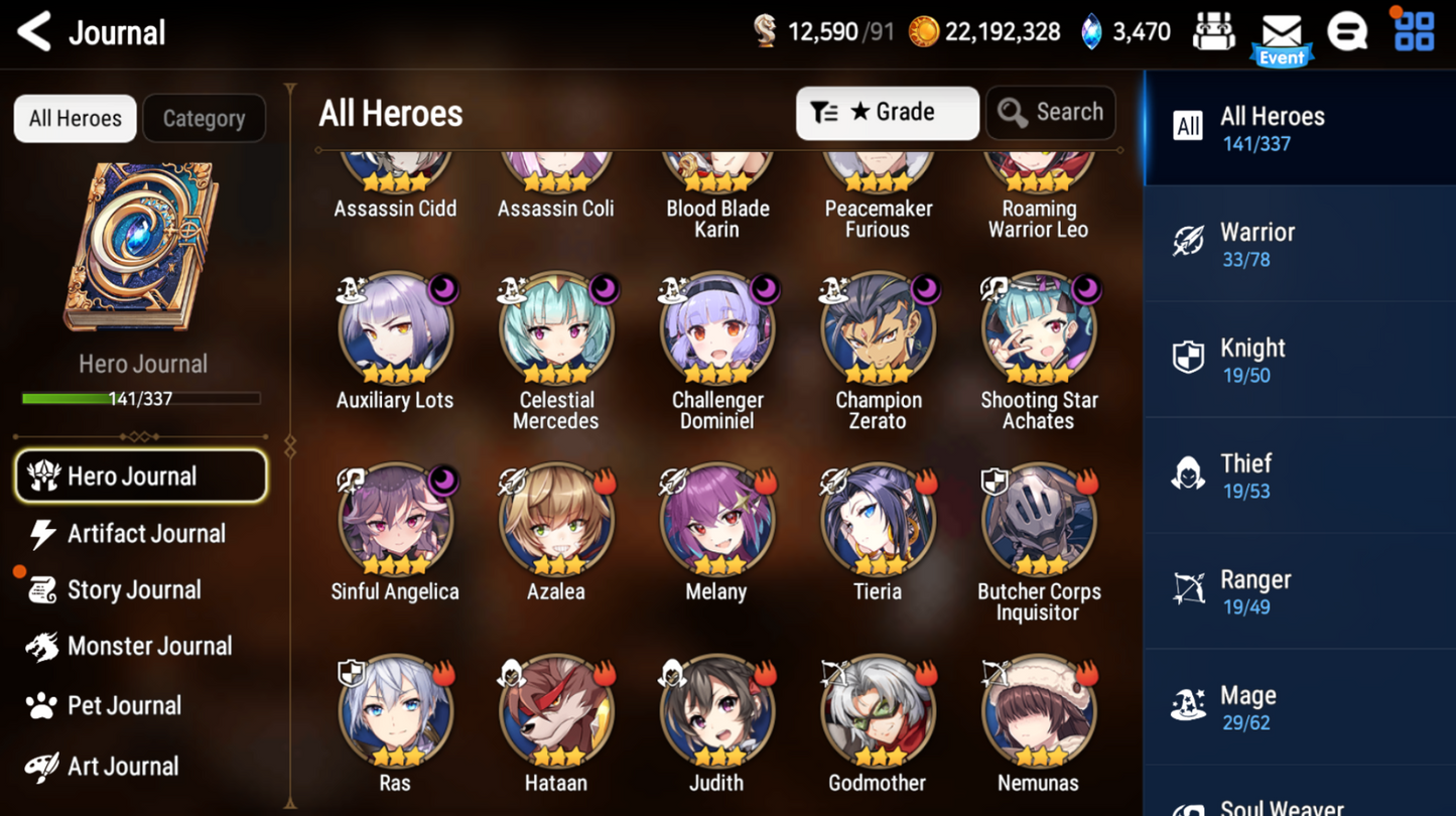 [Global] Epic 7 Seven 5ML+26 4*ML Straze Rimuru Seaside Bellona Kizuna Ai 10-10 Account-Mobile Games Starter