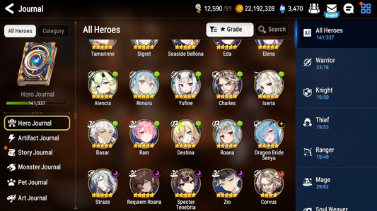 [Global] Epic 7 Seven 5ML+26 4*ML Straze Rimuru Seaside Bellona Kizuna Ai 10-10 Account-Mobile Games Starter