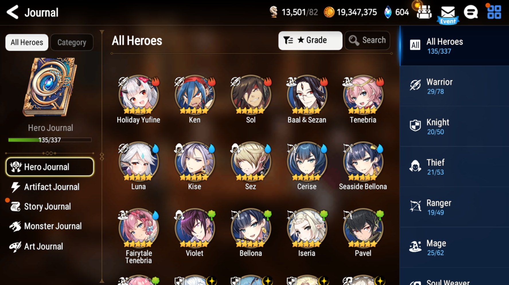 [Global] Epic 7 Seven 5ML+27 4*ML+5 limited Dragon Bride Senya Belian Luna Yufine Cerise ML Krau 10-10 Account-Mobile Games Starter