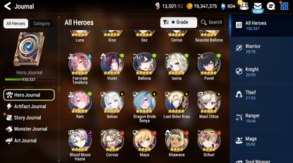 [Global] Epic 7 Seven 5ML+27 4*ML+5 limited Dragon Bride Senya Belian Luna Yufine Cerise ML Krau 10-10 Account-Mobile Games Starter