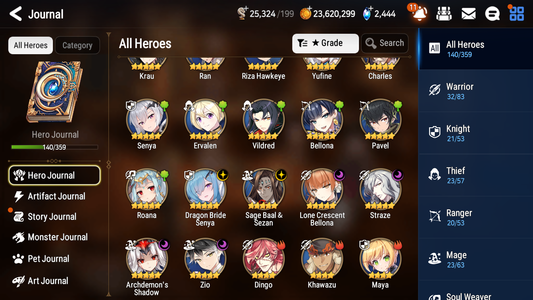 [GLOBAL] Epic 7 Seven 6ML + 24 4★ ML Dragon Bride Senya Lone Crescent Bellona Straze Zio+20 speed++ 10-10 Account-Mobile Games Starter