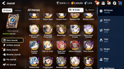 [GLOBAL] Epic 7 Seven 6ML + 25 4★ ML Lone Crescent Bellona Last Rider Krau Tywin Choux Haste Benimaru +20 speed++ 10-10 Account-Mobile Games Starter