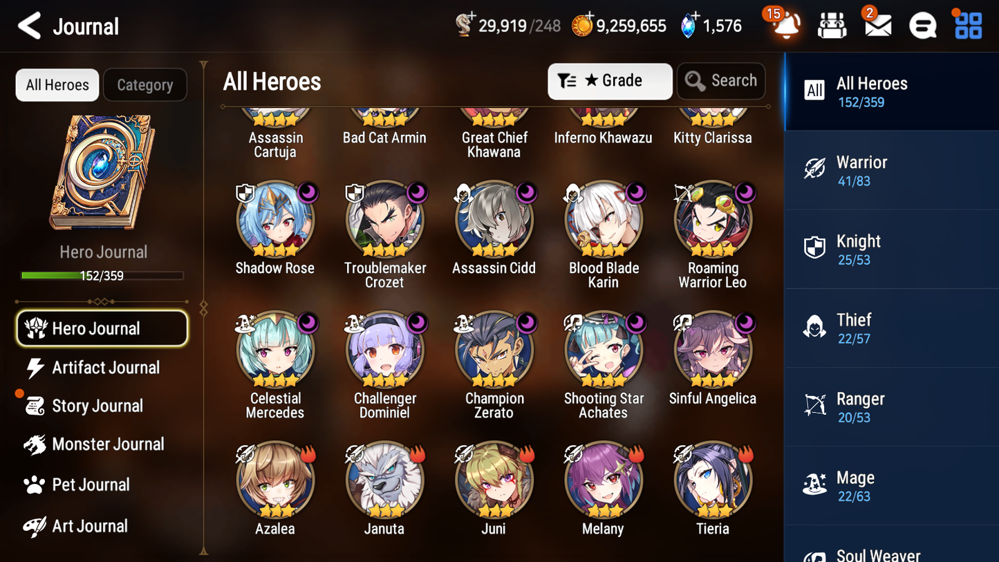 [GLOBAL] Epic 7 Seven 6ML + 25 4★ ML Lone Crescent Bellona Last Rider Krau Tywin Choux Haste Benimaru +20 speed++ 10-10 Account-Mobile Games Starter