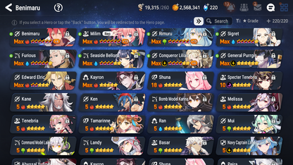 [GLOBAL] Epic 7 Seven 6ML + 25 4★ ML Navy Captain Landy Abyssal Yufine Belian Conqueror Lilias Baal Choux Landy Rimuru Benimaru Milim Edward Elric Seaside Bellona+20 speed++ 10-10 Account-Mobile Games Starter