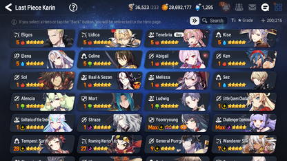 [GLOBAL] Epic 7 Seven 6ML + 28 4★ ML Straze Solitaria Kayron Charlotte Ray Ocean Breeze Luluca ++20 speed++ 10-10 Account-Mobile Games Starter