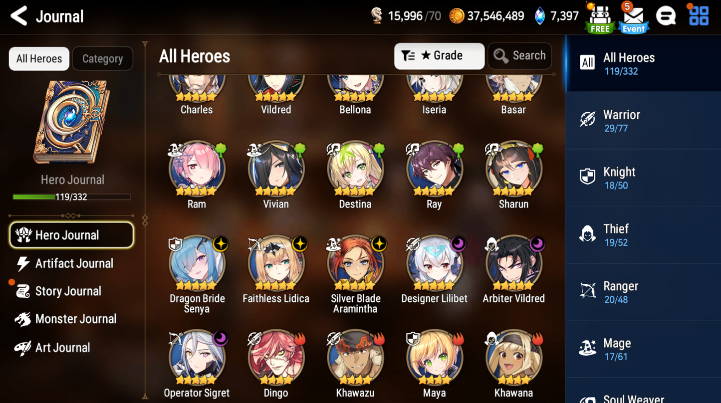 [Global] Epic 7 Seven 6ML Dragon Bride Senya Arbiter Vildred Faithless Aramintha Designer Lilibet Operator Sigret+Name Starter Account-Mobile Games Starter