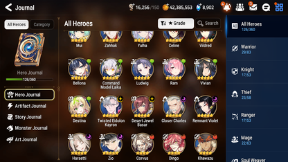 [GLOBAL] Epic 7 Seven 6ML Harsetti Zio Remnant Violet Twisted Eidolon Kayron DJ Desert Jewel Basar Closer Charles + ML pulls + 20 Speed Starter Account-Mobile Games Starter