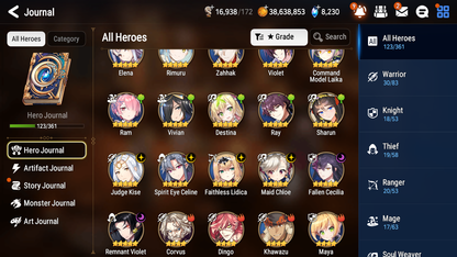 [GLOBAL] Epic 7 Seven 6ML Judge Kise Faithless Lidica Maid Chloe Rimuru Spirit Eye Celine Fallen Cecilia Violet + ML pulls + 20 Speed +Name Starter Account-Mobile Games Starter