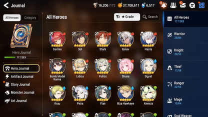 [GLOBAL] Epic 7 Seven 6ML Little Queen Charlotte Faithless Lidica Commander Pavel Death Dealer Ray Briar Witch Iseria + ML pulls + 20 Speed+Name Starter Account-Mobile Games Starter
