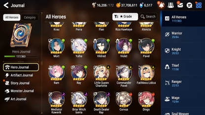 [GLOBAL] Epic 7 Seven 6ML Little Queen Charlotte Faithless Lidica Commander Pavel Death Dealer Ray Briar Witch Iseria + ML pulls + 20 Speed+Name Starter Account-Mobile Games Starter