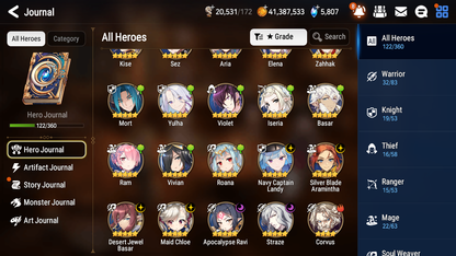 [GLOBAL] Epic 7 Seven 6ML Navy Captain Landy Straze Apocalypse Ravi Maid Chloe DJ Basar Silver Blade Aramintha + 41ML pulls + 20 Speed + Name Starter Account-Mobile Games Starter