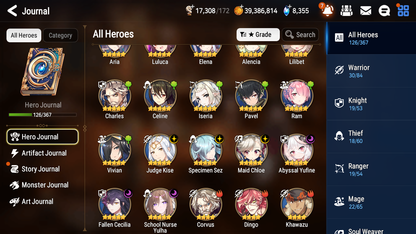 [GLOBAL] Epic 7 Seven 6ML School Nurse Yulha Abyssal Yufine Maid Chloe Fallen Cecilia Judge Kise Sez+ 39ML pulls +20 Speed +Name Starter Account-Mobile Games Starter