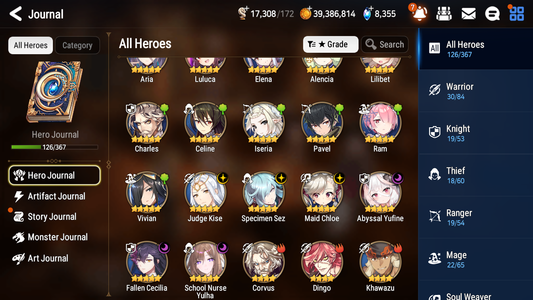 [GLOBAL] Epic 7 Seven 6ML School Nurse Yulha Abyssal Yufine Maid Chloe Fallen Cecilia Judge Kise Sez+ 39ML pulls +20 Speed +Name Starter Account-Mobile Games Starter