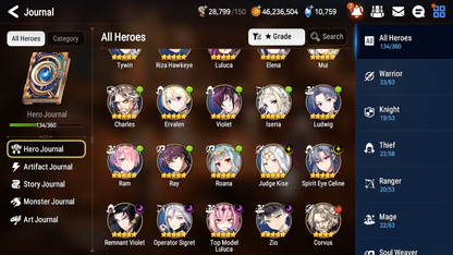 [GLOBAL] Epic 7 Seven 6ML Zio Remnant Violet Operator Sigret Top Model Luluca Judge Kise Spirit Eye Celine + 30ML pulls Starter Account-Mobile Games Starter