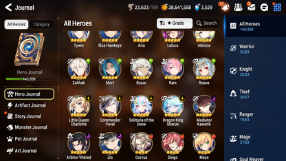 [GLOBAL] Epic 7 Seven 7ML + 22 4★ ML Zio Mediator Kawerik Solitaria Pavel Charlotte Arbiter +20 speed++ 10-10 Account-Mobile Games Starter
