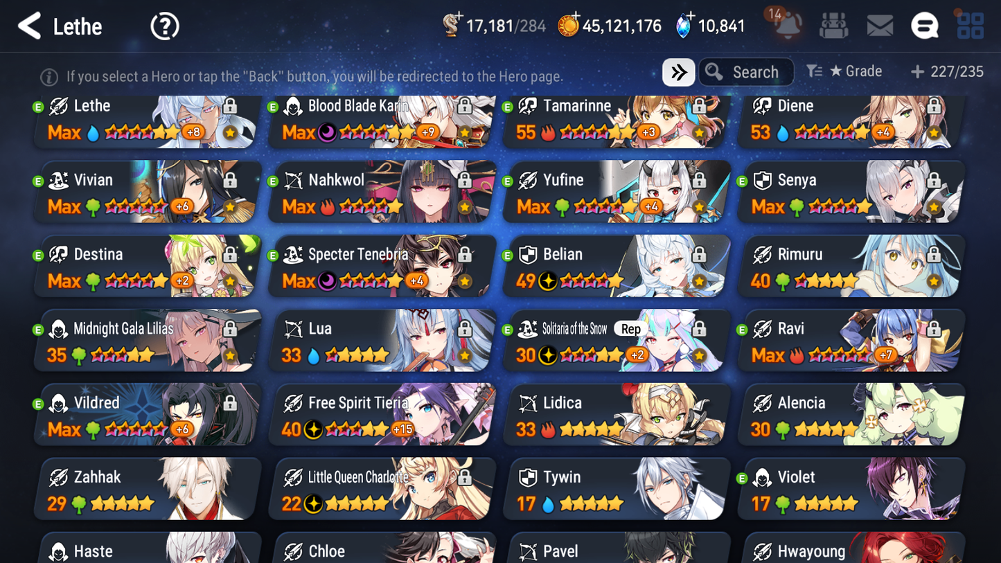 [GLOBAL] Epic 7 Seven 7ML + 26 4★ ML Dragon Bride Senya Belian Kawerik Solitaria Specter Tenebria Midnight Gala Lilias Rimuru Lethe Diene++20 speed++ 10-10 Account-Mobile Games Starter