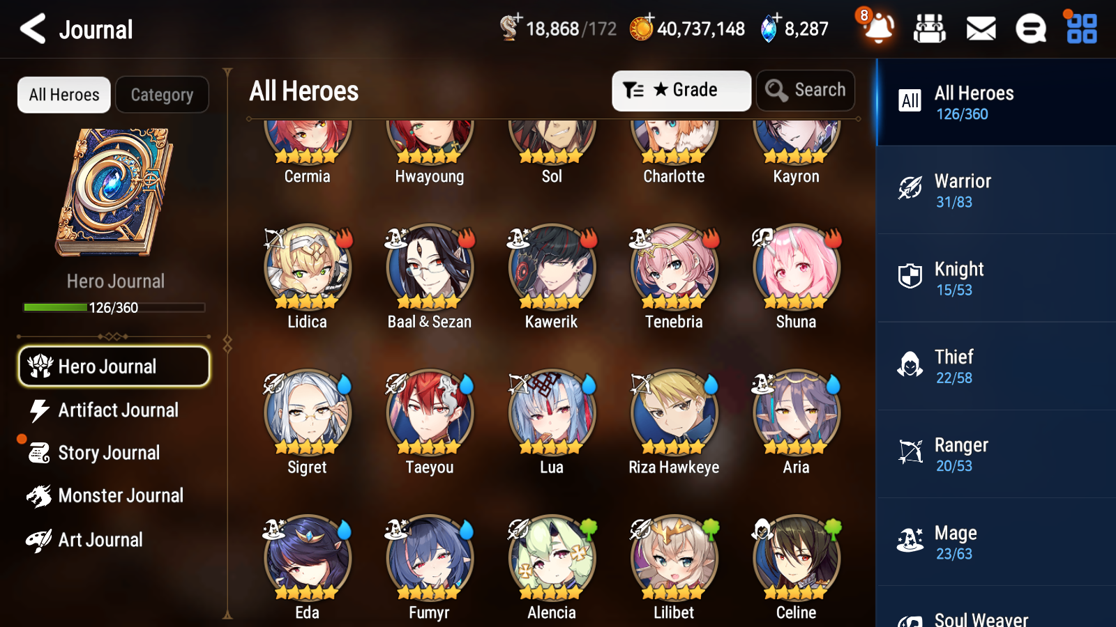 [GLOBAL] Epic 7 Seven 7ML Lady of the Scales Witch of the Mere Tenebria New Moon Luna Arbiter Vildred Kise Sigret Angel + 39ML pulls Mystics +20 Speed+ Name Starter Account-Mobile Games Starter