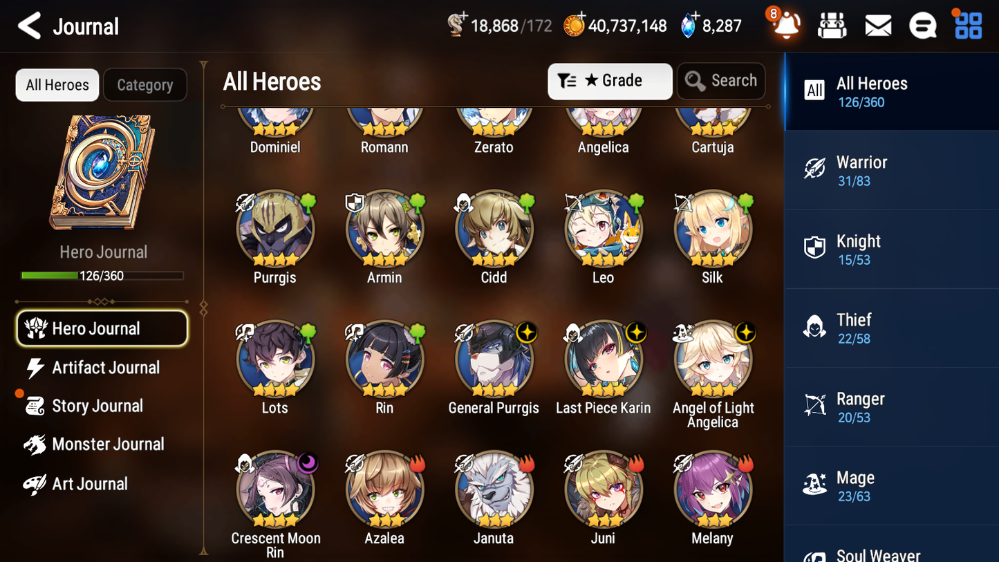 [GLOBAL] Epic 7 Seven 7ML Lady of the Scales Witch of the Mere Tenebria New Moon Luna Arbiter Vildred Kise Sigret Angel + 39ML pulls Mystics +20 Speed+ Name Starter Account-Mobile Games Starter