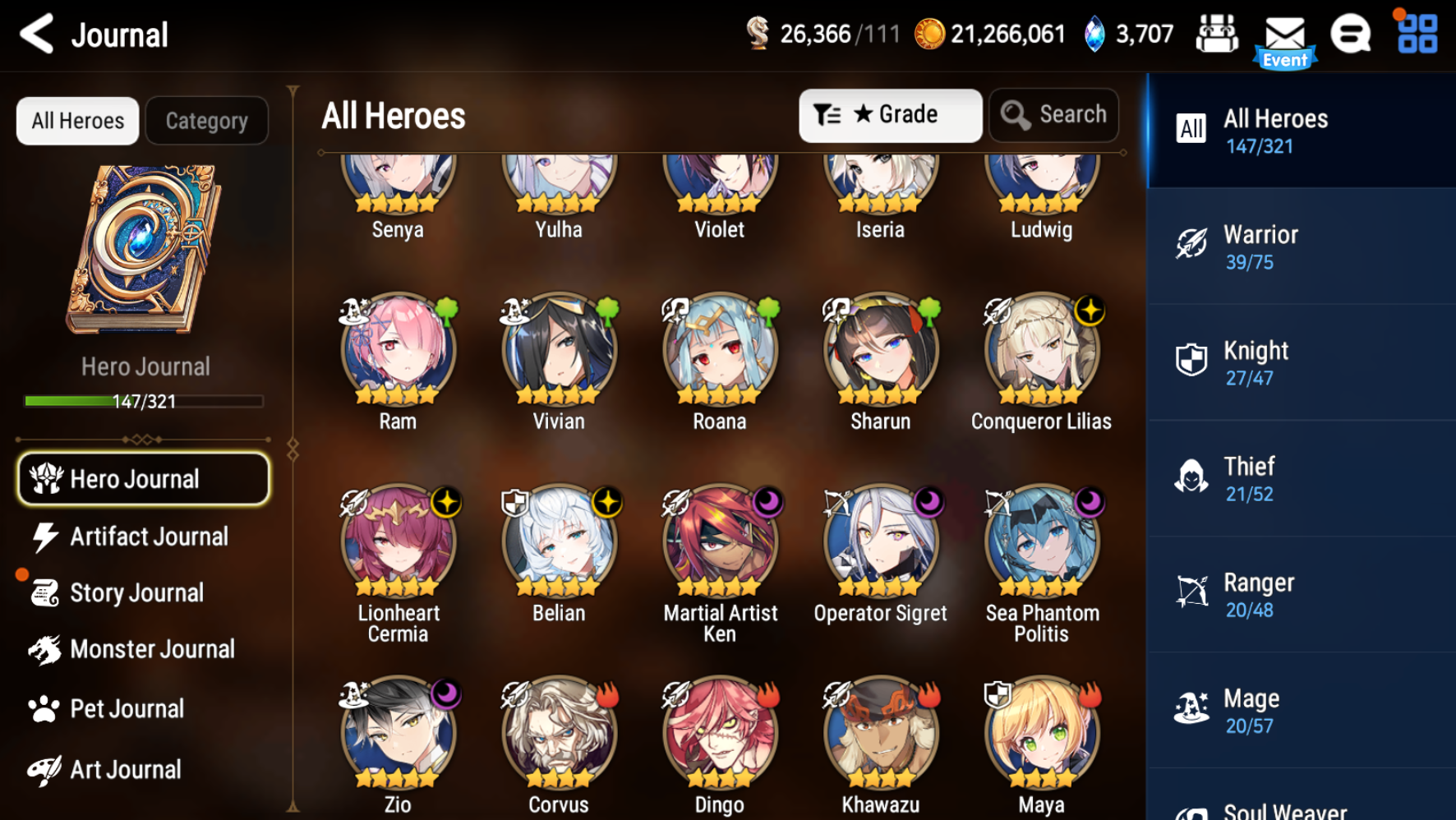 [GLOBAL] Epic 7 Seven 7ML Sea Phantom Politis Belian Lionheart Cermia Conqueror Lilias Zio Operator Martial + ML pulls 10-10 Starter Account-Mobile Games Starter