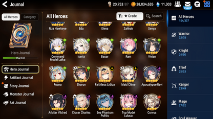 [GLOBAL] Epic 7 Seven 7ML+29 4*ML Sea Phantom Politis Apocalypse Ravi Arbiter Vildred Top Model Luluca Faithless Lidica Charles + 11k gems +ML pulls 10-10 Account-Mobile Games Starter