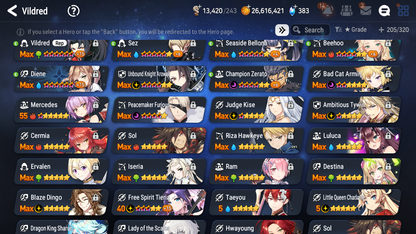 [GLOBAL] Epic 7 Seven 8ML + 24 4★ ML Lady of the Scales Lone Cresecent Bellona Zio Kise Charlotte Kayron Tywin Sharun Seaside Bellona Diene +20 speed++ 10-10 Account-Mobile Games Starter