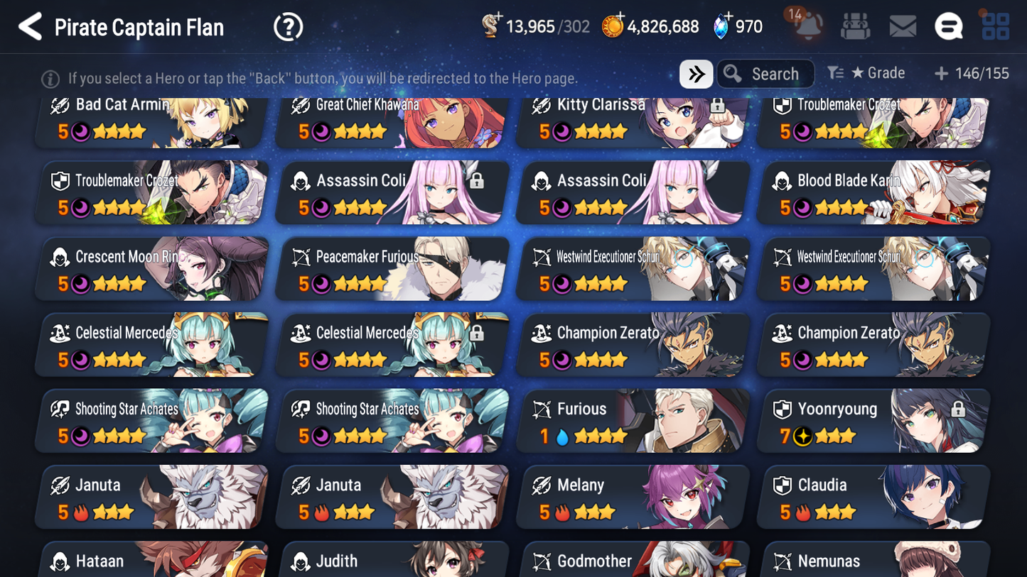 [GLOBAL] Epic 7 Seven 8ML + 28 4★ ML Lone Wolf Peira Lionheart Cermia Seaside Bellona Lethe Amid++20 speed++ 10-10 Account-Mobile Games Starter