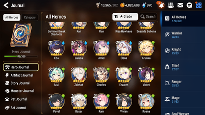[GLOBAL] Epic 7 Seven 8ML + 28 4★ ML Lone Wolf Peira Lionheart Cermia Seaside Bellona Lethe Amid++20 speed++ 10-10 Account-Mobile Games Starter