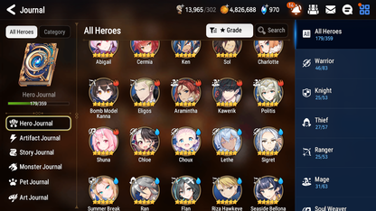 [GLOBAL] Epic 7 Seven 8ML + 28 4★ ML Lone Wolf Peira Lionheart Cermia Seaside Bellona Lethe Amid++20 speed++ 10-10 Account-Mobile Games Starter