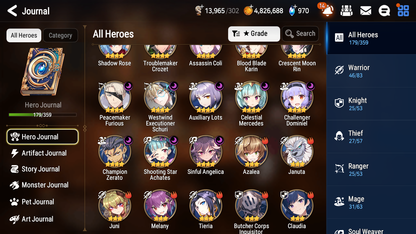 [GLOBAL] Epic 7 Seven 8ML + 28 4★ ML Lone Wolf Peira Lionheart Cermia Seaside Bellona Lethe Amid++20 speed++ 10-10 Account-Mobile Games Starter