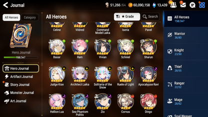 [GLOBAL] Epic 7 Seven 8ML Sea Phantom Politis Hellion Lua Tori + 69ML pulls 13k skystones 2900 mystics+ Name Starter Account-Mobile Games Starter