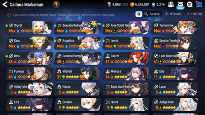 [Global] Epic 7 Seven 8ML+24 4*ML Holiday Yufine Seaside Bellona Luna Apocalypse Ravi Last Rider Krau Kizuna Ai 10-10 Account-Mobile Games Starter