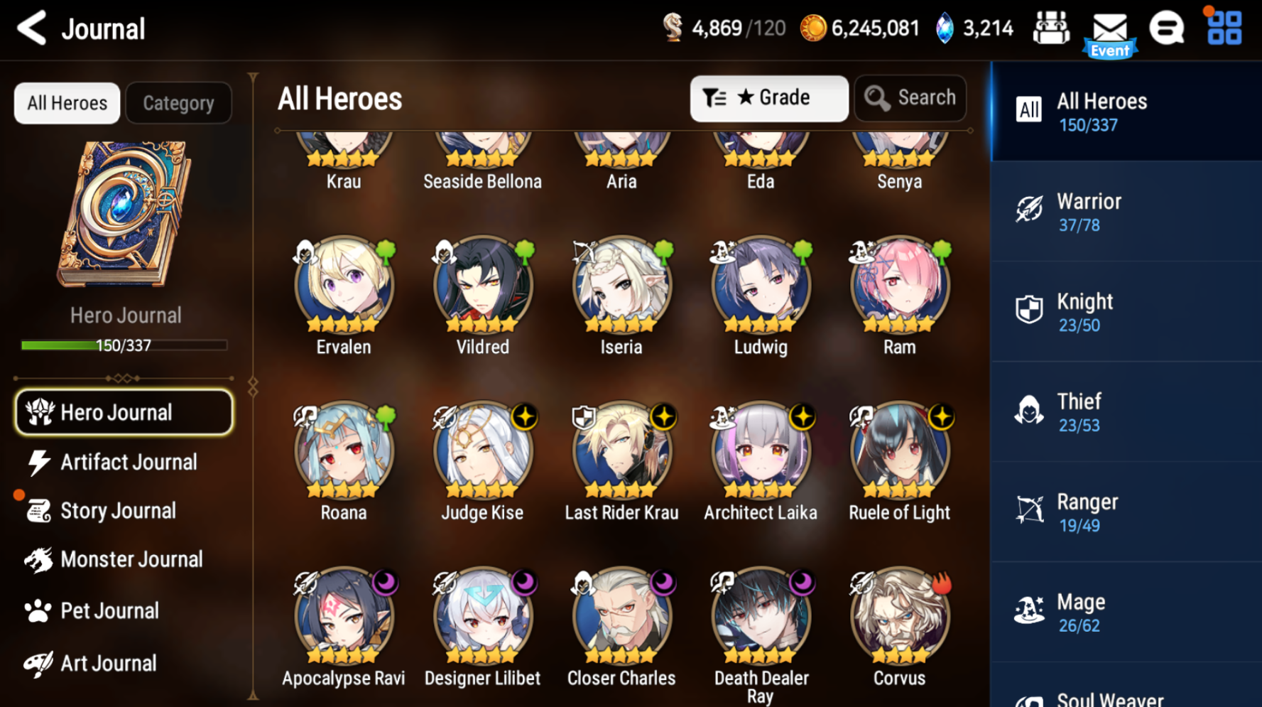 [Global] Epic 7 Seven 8ML+24 4*ML Holiday Yufine Seaside Bellona Luna Apocalypse Ravi Last Rider Krau Kizuna Ai 10-10 Account-Mobile Games Starter