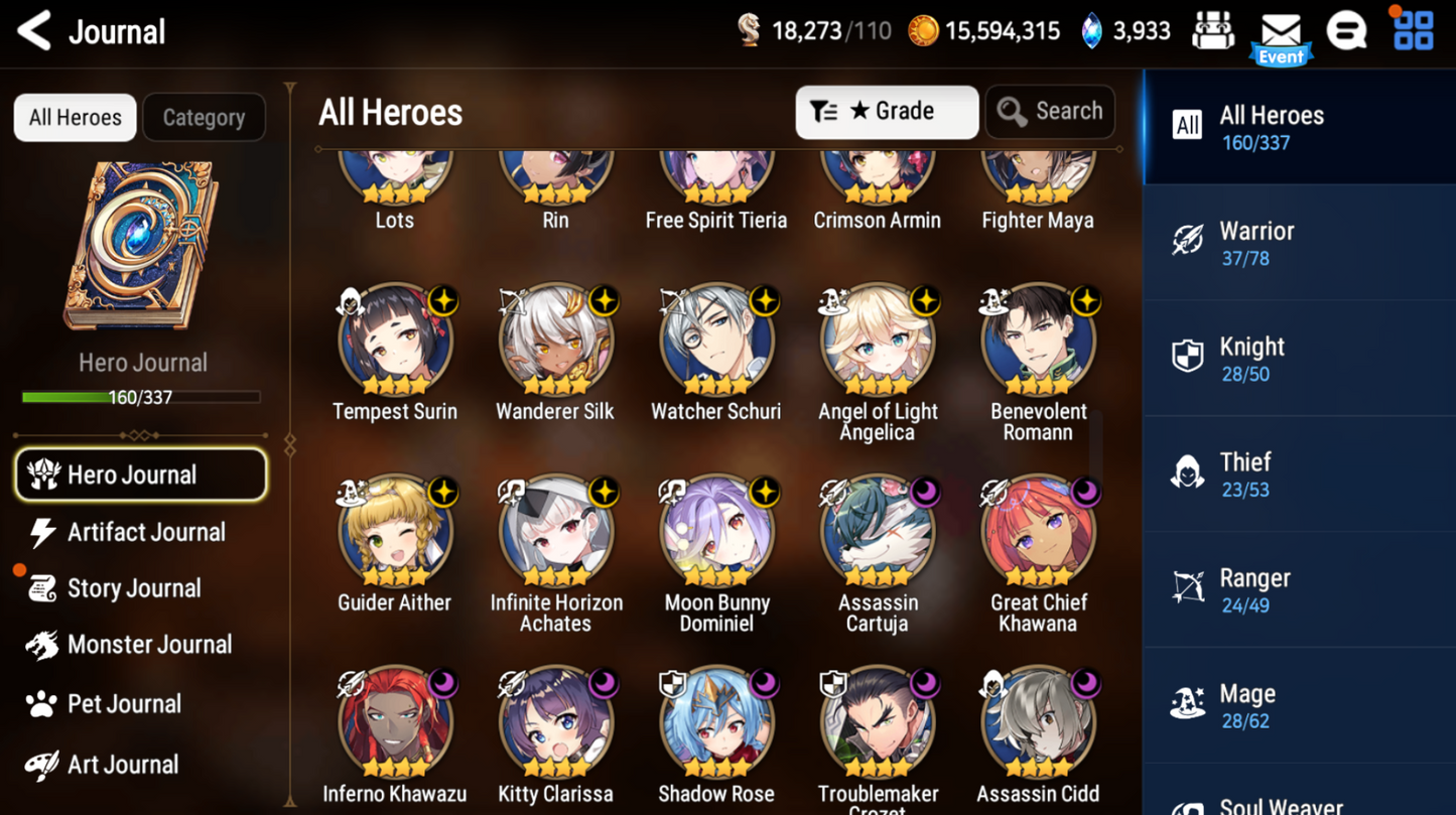 [GLOBAL] Epic 7 Seven 8ML+27 4*ML Dragon Bride Senya Belian Mediator Kawerik Solitaria of the Snow Briar Witch Iseria Edward 10-10 Account-Mobile Games Starter