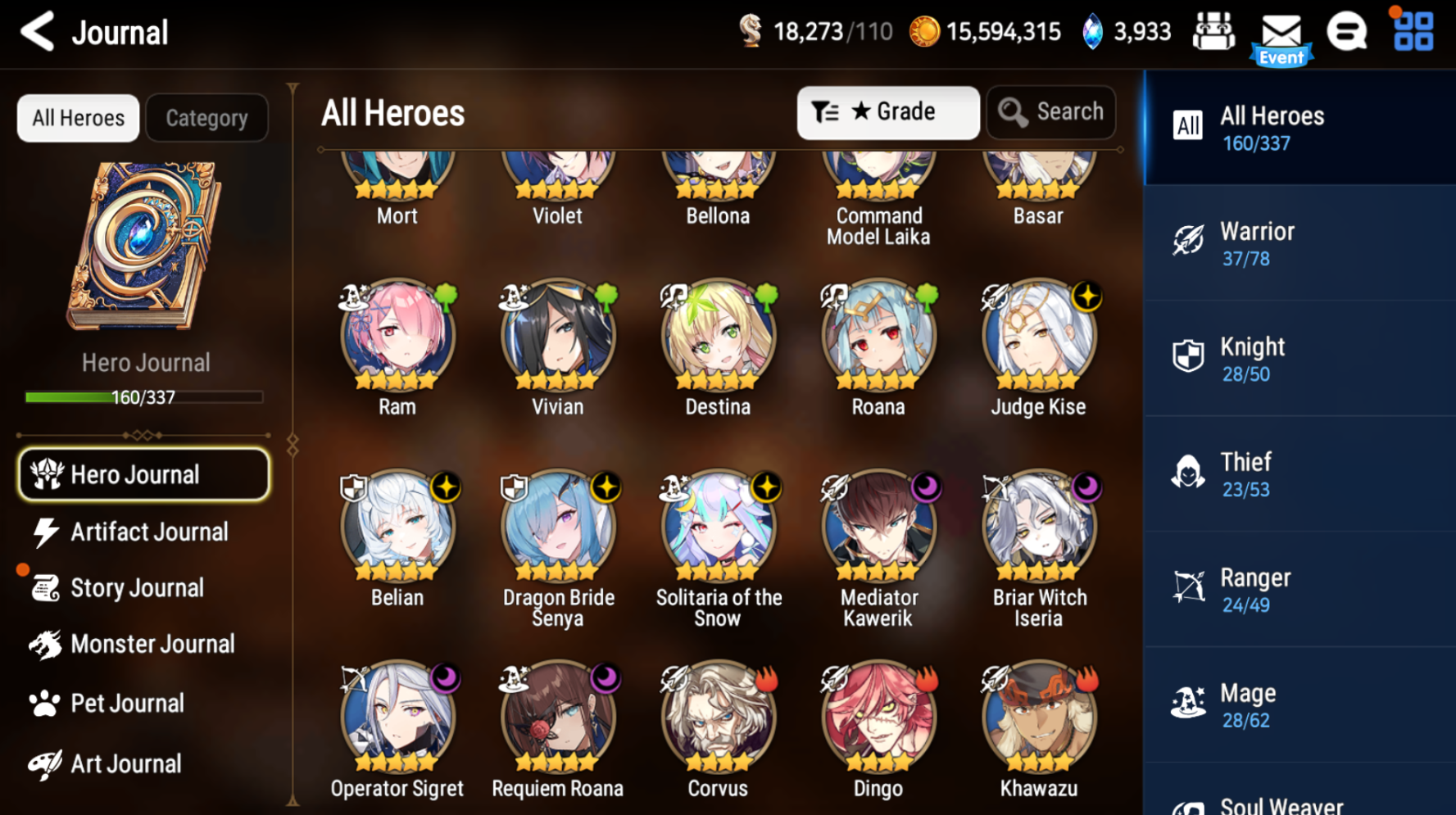 [GLOBAL] Epic 7 Seven 8ML+27 4*ML Dragon Bride Senya Belian Mediator Kawerik Solitaria of the Snow Briar Witch Iseria Edward 10-10 Account-Mobile Games Starter