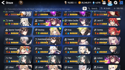 [GLOBAL] Epic 7 Seven 8ML+27 4*ML Sea Phantom Politis Belian Solitaria Straze Fallen Cecilia Kura Maid Chloe Luluca + Name 10-10 Account-Mobile Games Starter