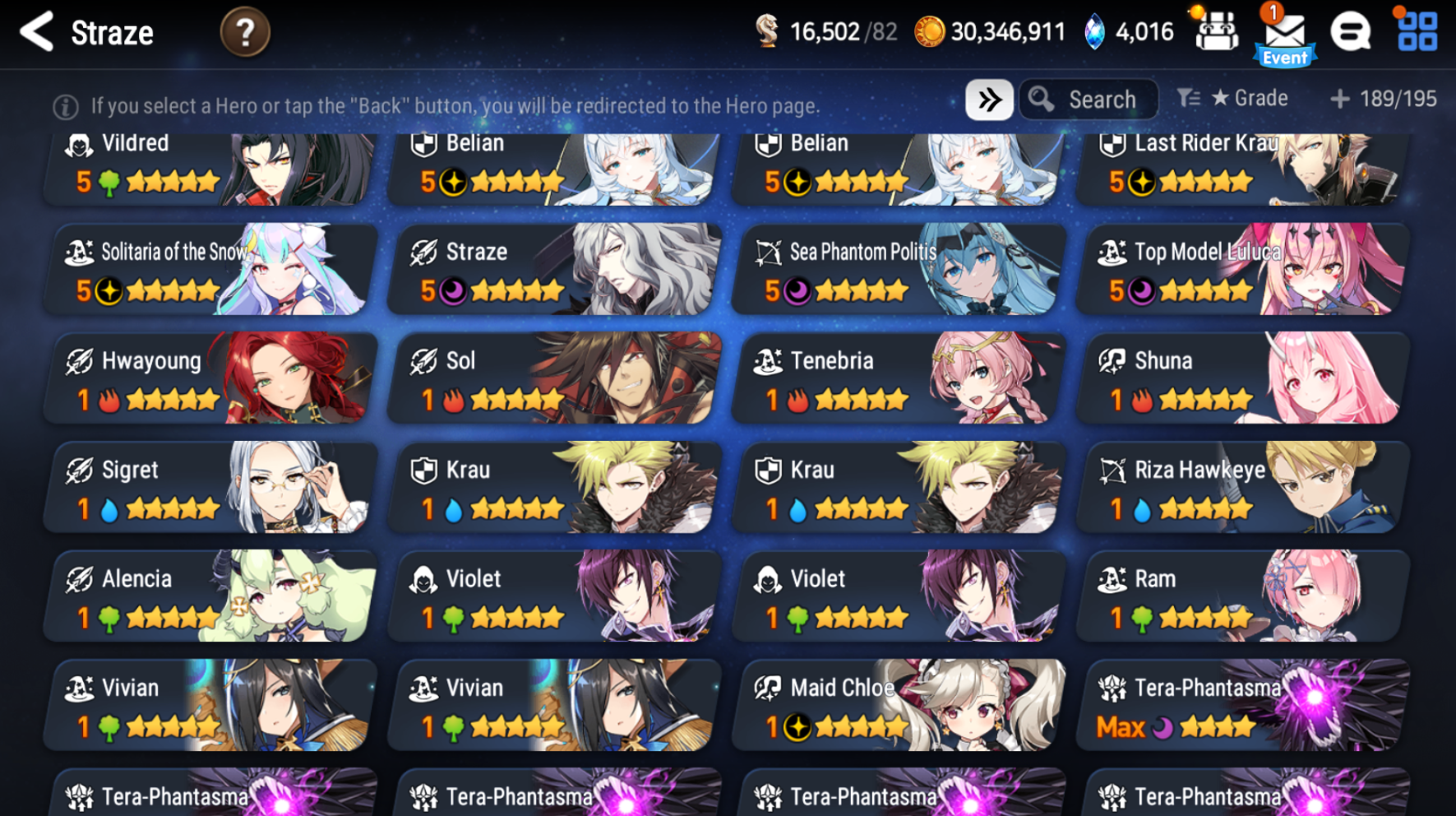 [GLOBAL] Epic 7 Seven 8ML+27 4*ML Sea Phantom Politis Belian Solitaria Straze Fallen Cecilia Kura Maid Chloe Luluca + Name 10-10 Account-Mobile Games Starter