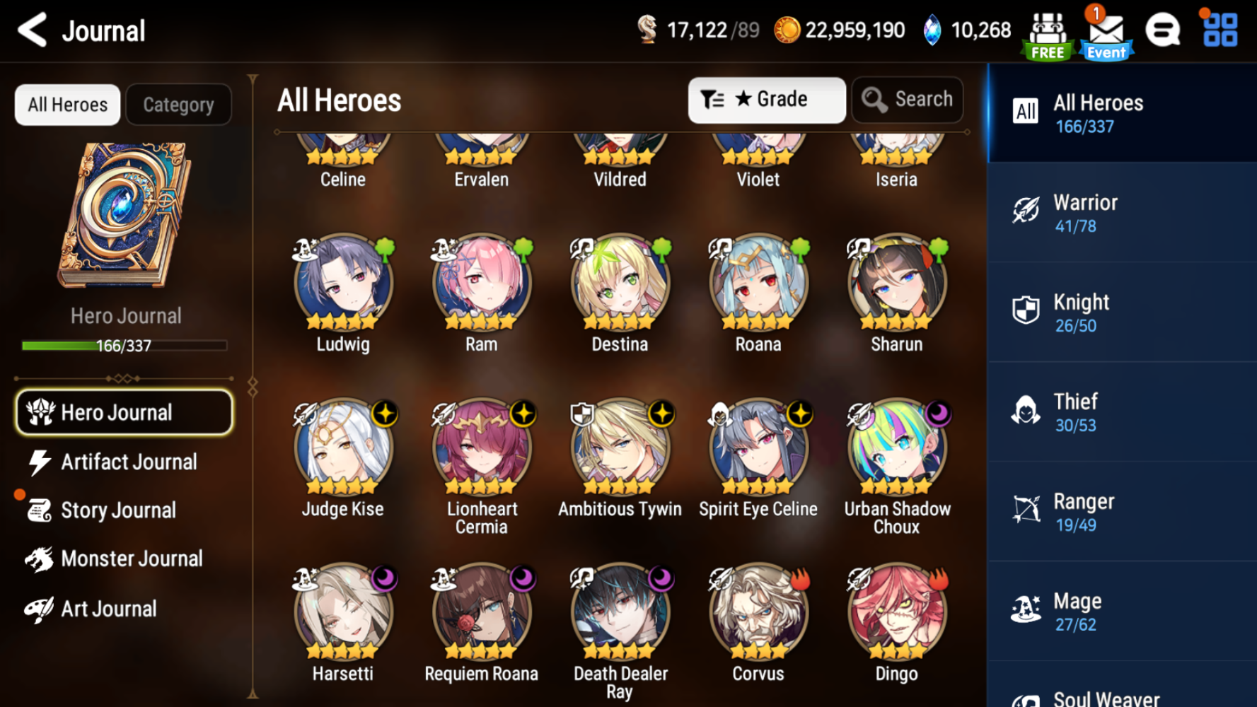 [GLOBAL] Epic 7 Seven 8ML+32 4*ML Harsetti Lionheart Cermia Judge Kise Ambitious Tywin Spirit Eye Celine Requiem Roana 10-10 Account-Mobile Games Starter