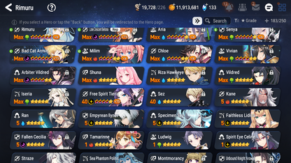 [GLOBAL] Epic 7 Seven 9ML + 23 4★ ML Empyrean Ilynav Sea Phantom Politis Lone Crescent Bellona Straze Rimuru Milim +20 speed++ 10-10 Account-Mobile Games Starter