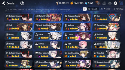 [GLOBAL] Epic 7 Seven 9ML + 25 4★ ML Navy Captain Landy Bystander Hwayoung Belian Roana Vivian Sez Pavel+20 speed++ 10-10 Account-Mobile Games Starter