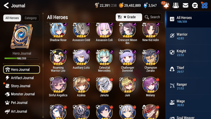 [GLOBAL] Epic 7 Seven 9ML + 25 4★ ML Navy Captain Landy Bystander Hwayoung Belian Roana Vivian Sez Pavel+20 speed++ 10-10 Account-Mobile Games Starter
