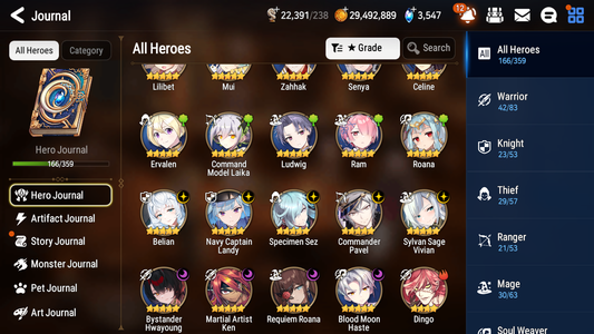 [GLOBAL] Epic 7 Seven 9ML + 25 4★ ML Navy Captain Landy Bystander Hwayoung Belian Roana Vivian Sez Pavel+20 speed++ 10-10 Account-Mobile Games Starter