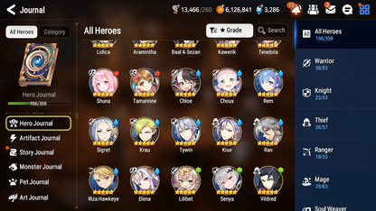 [GLOBAL] Epic 7 Seven 9ML + 26 4★ ML Briar Witch Iseria Maid Chloe Specter Tenebria Eternal Wanderer Ludwig Rem+20 speed++ 10-10 Account-Mobile Games Starter
