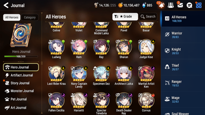 [GLOBAL] Epic 7 Seven 9ML + 28 4★ ML Navy Captain Landy Harsetti Specter Tenebria Last Rider Krau+Fairytale Tenebria Luna Diene Jack+20 speed++ 10-10 Account-Mobile Games Starter